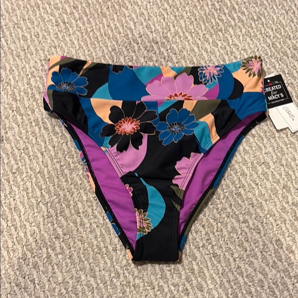 Floral High-Waist Bikini Bottom salt & cove